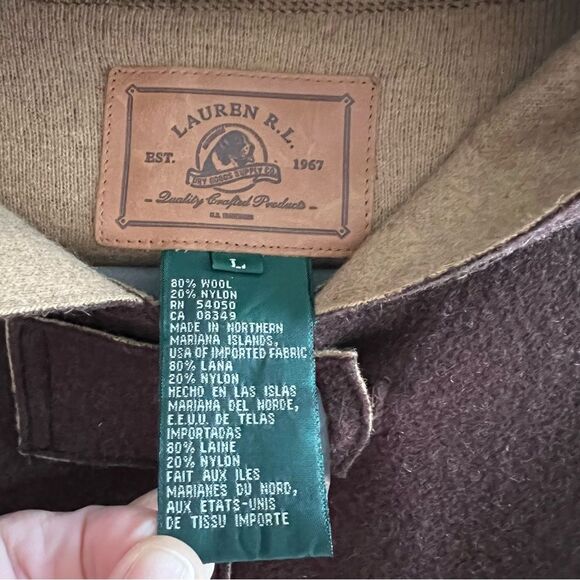 Lauren Ralph Lauren Wool Blend Brown Hooded Toggle Button Coat - Size Large - Picture 2 of 8